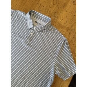 Ash & Erie Polo Shirt Mens Large Gray Striped Performance Golf Casual
